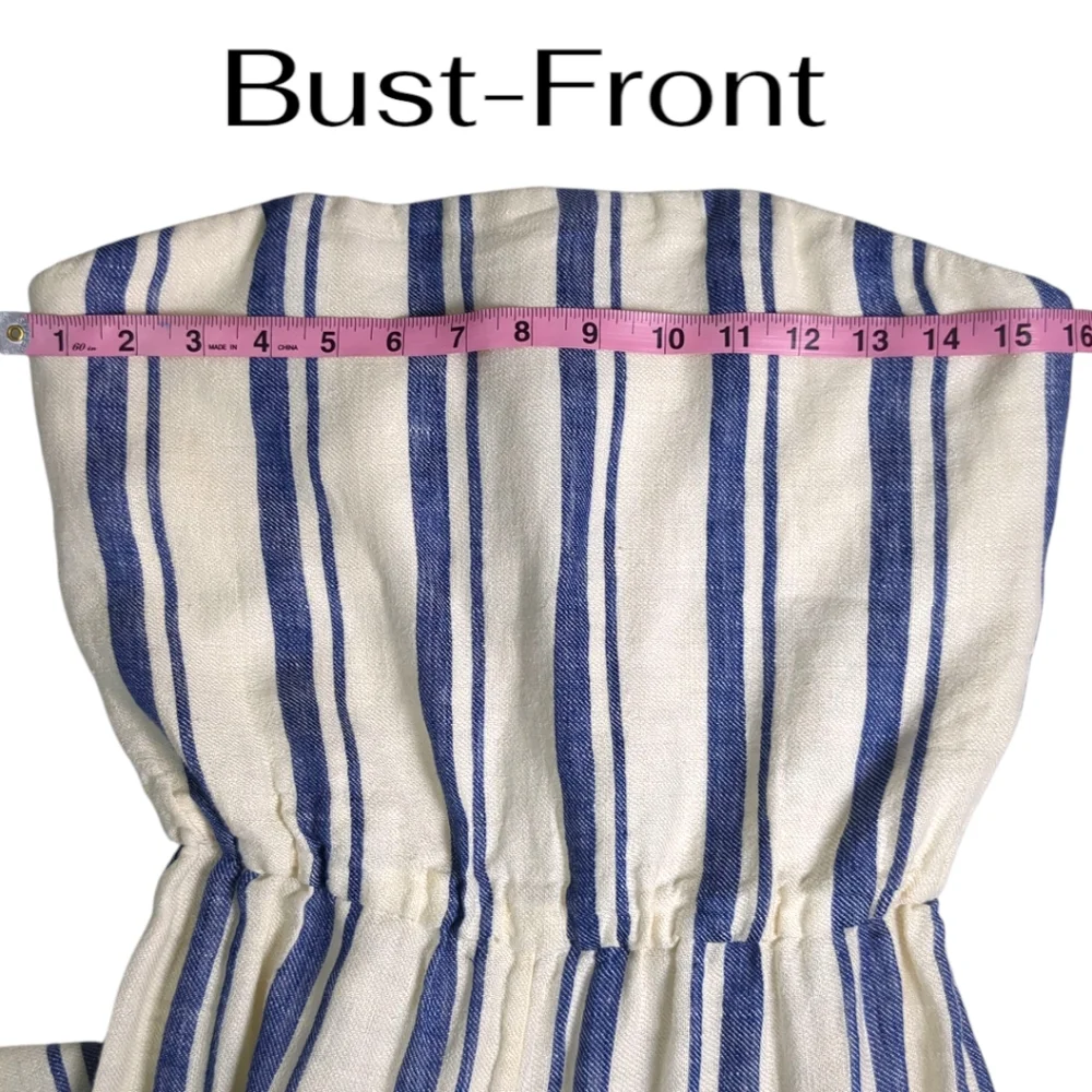 Alice + Olivia ‘Lucie’ Striped Linen Strapless Jumpsuit SZ 6 - Picture 8 of 10